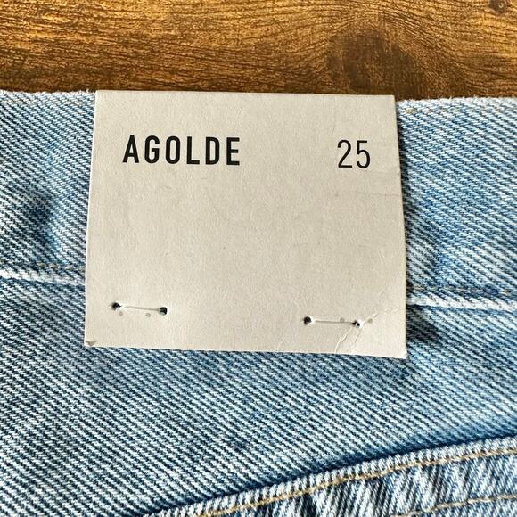 Agolde 90's Jeans in Fallout Distressed Light Wash Straight Leg Size 25 New NWT - Picture 9 of 12